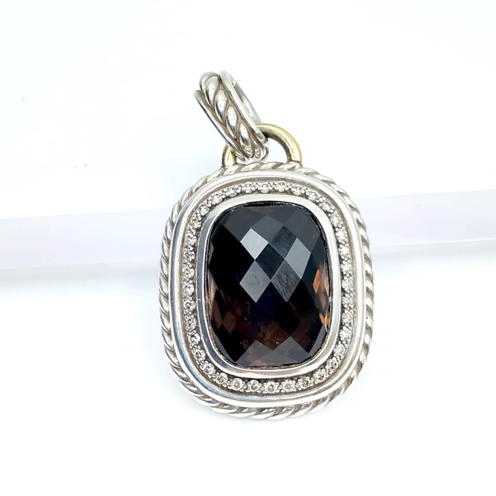 David Yurman Wheaton Smokey Quartz With Diamond Pendant Enhancer